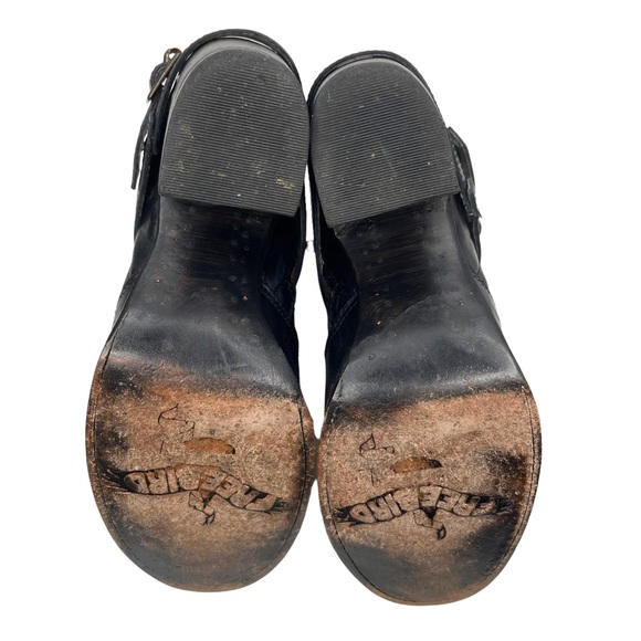 Free Bird by Steven Black Leather Bama Ankle Bootie Heels Boots Buckle Zippers 8 - Picture 6 of 12